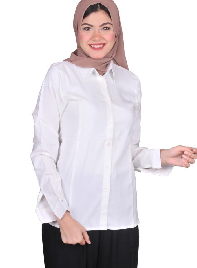 women's basic offwhite shirt - cotton material - Image 2
