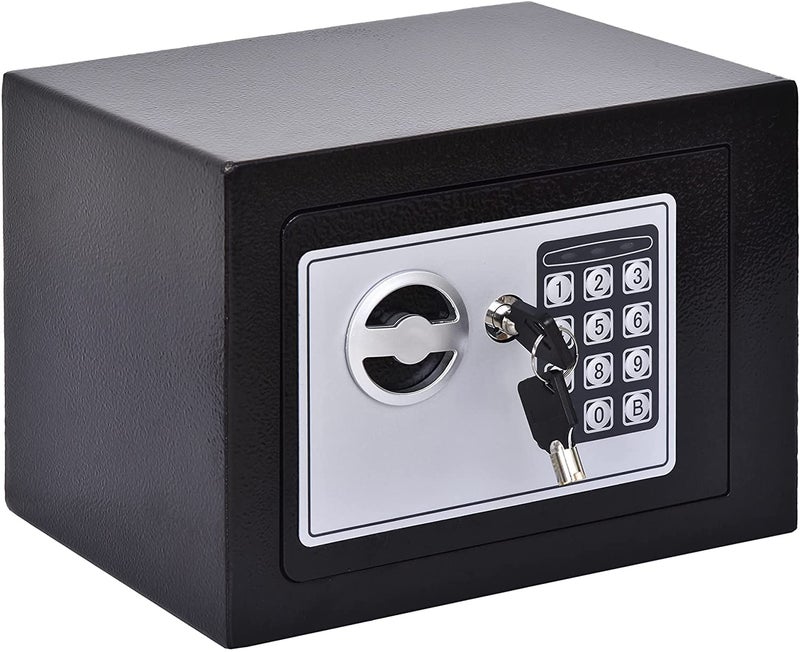 Marrone Mini Electronic Digital Security Safe Deposit Box With Electronic Keypad Lock and Physical Key For Home Office Hotel Jewelry Passport Watches Cash Storage - Image 2
