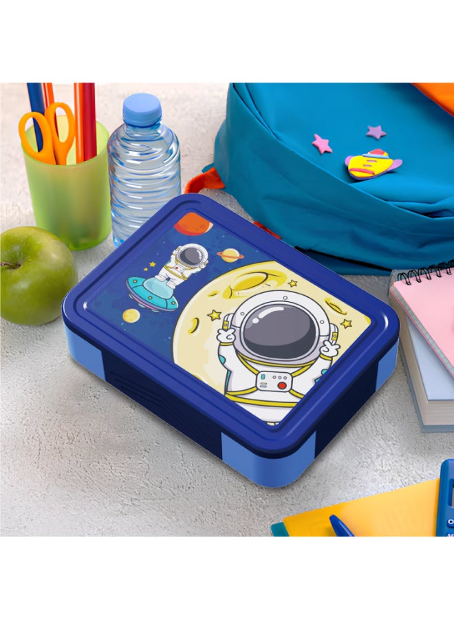 PEARL Kids Large Plastic Bento Lunch Box - Astronaut Design, BPA-Free, Leakproof, Spacious Container for Kids - Image 4