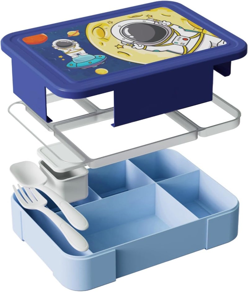 PEARL Kids Large Plastic Bento Lunch Box - Astronaut Design, BPA-Free, Leakproof, Spacious Container for Kids - Image 3