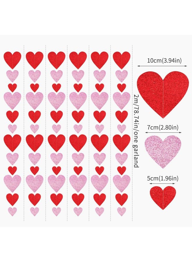 burgleda Glitter Red Pink Valentines-Day Party-Decorations - 52ft Love Heart Garland Hanging Streamers Banner,Wedding Anniversary Bridal Shower Birthday Backdrop Decor - Image 2