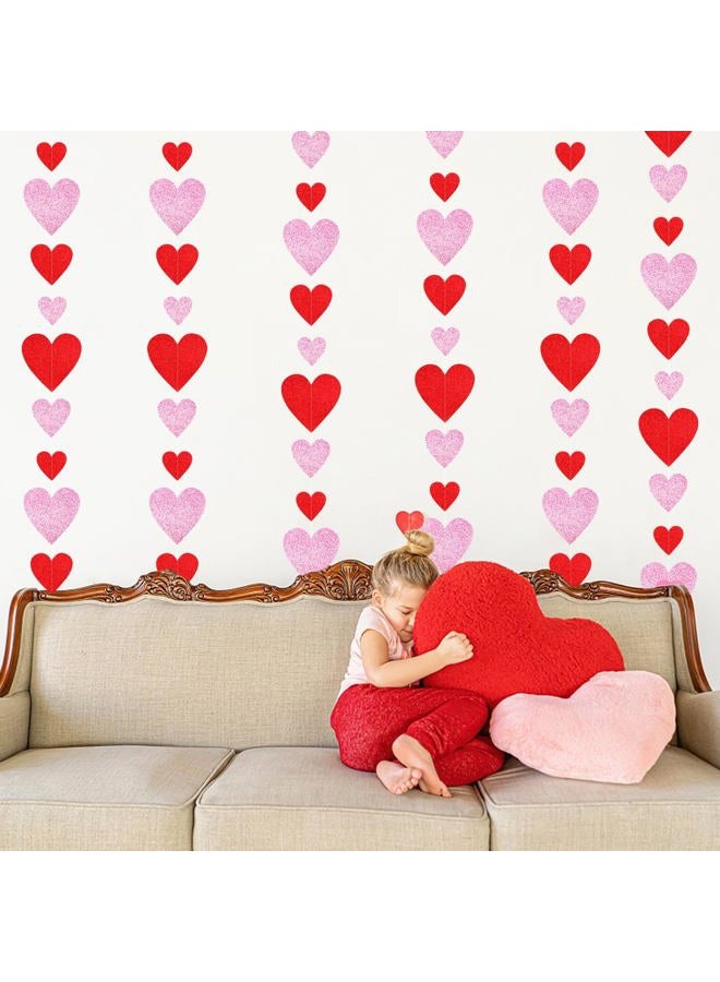 burgleda Glitter Red Pink Valentines-Day Party-Decorations - 52ft Love Heart Garland Hanging Streamers Banner,Wedding Anniversary Bridal Shower Birthday Backdrop Decor - Image 5