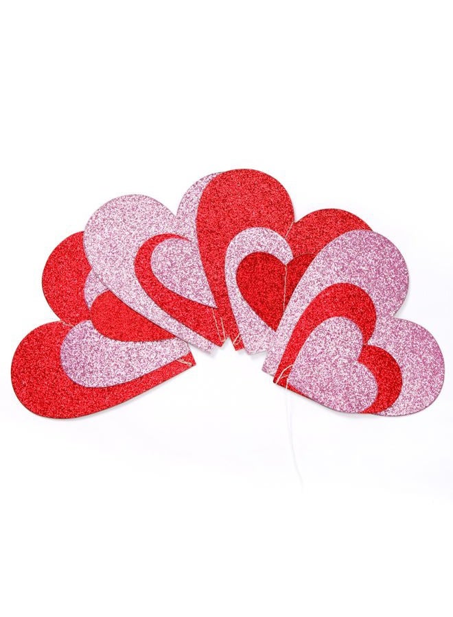 burgleda Glitter Red Pink Valentines-Day Party-Decorations - 52ft Love Heart Garland Hanging Streamers Banner,Wedding Anniversary Bridal Shower Birthday Backdrop Decor - Image 3