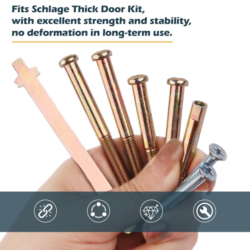 EAORBD 02007 Thick Door Kit for Schlage Deadbolt Thick Door Extension Kit, Deadbolt Tailpiece for Schlage Thick Door Kit Be365, Be469 Electronic Keypad Locks Extended Screws Replacement Parts - Image 3