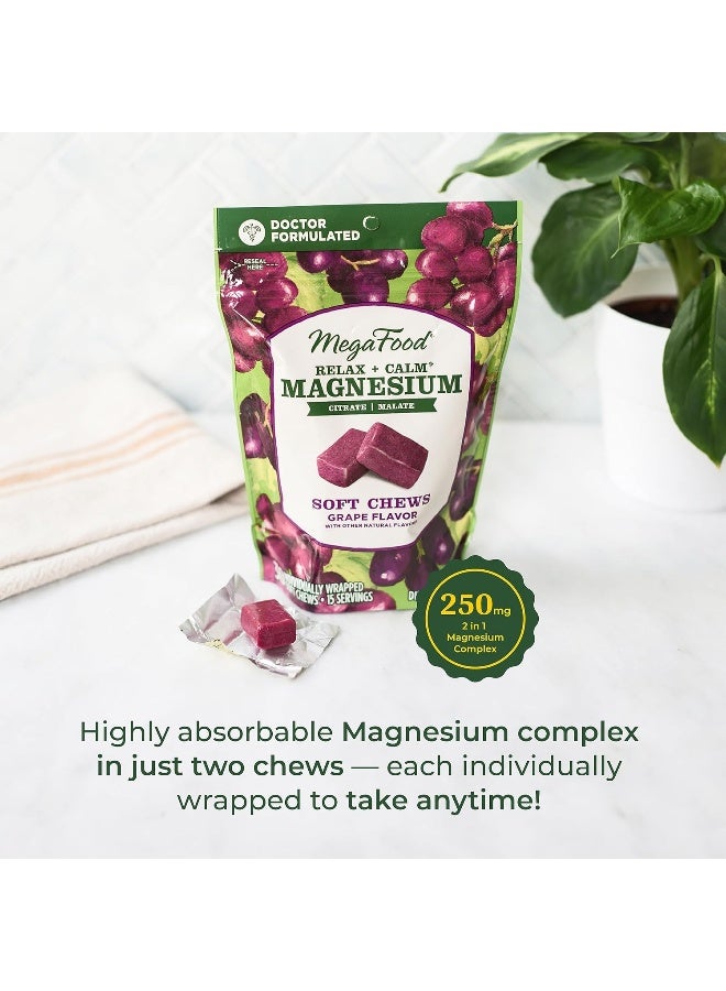 MegaFood مكمل ماغنيسيوم ميغا فود للاسترخاء والهدوء - مضغيات ناعمة بماغنيسيوم سترات وماغنيسيوم ماليات - بنكهة العنب - مصمم من قبل الأطباء - نباتي - خالي من 9 مسببات الحساسية الغذائية - 30 مضغية (عبوة من 1) - Image 3