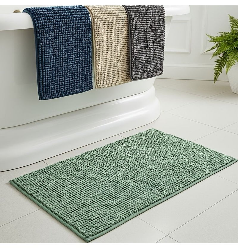 Brown 15.75x23.62 Chenille Bathroom Mat Quick Drying Anti Slip Non Skid Floor Mat - Image 2