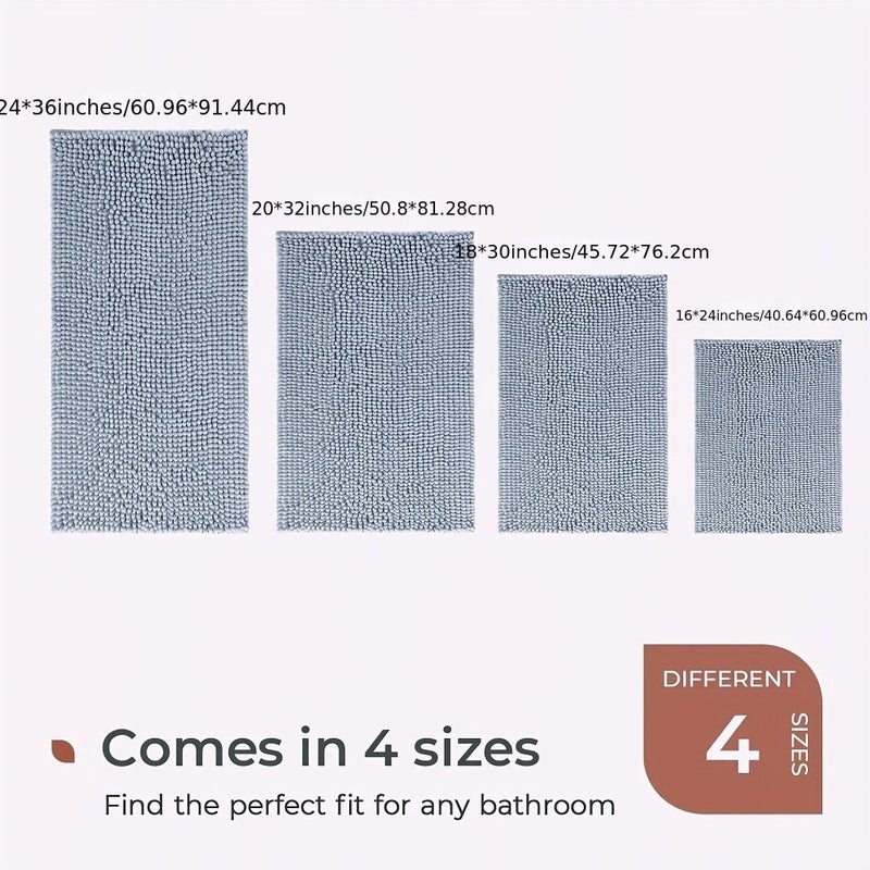 Brown 15.75x23.62 Chenille Bathroom Mat Quick Drying Anti Slip Non Skid Floor Mat - Image 3