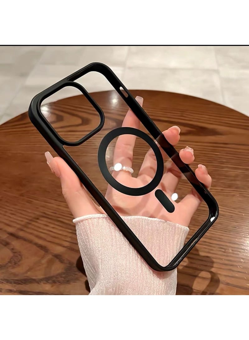 جراب iPhone 16 Pro مع ملحق مغناطيسي، جراب غير لامع ناعم الملمس، غطاء واقٍ مضاد للصدمات وبصمات الأصابع، أسود كلاسيكي - Image 2