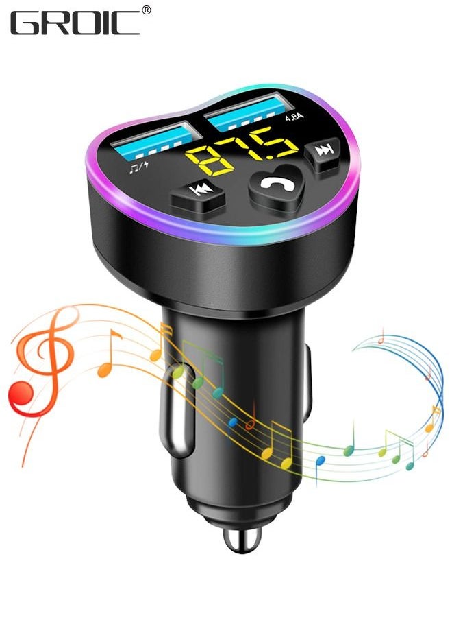 GROIC - Bluetooth Car Adapter ,FM Bluetooth Transmitter,QC 3.0/4.0 USB Lighter Adapter,Car Adapter Radio Music Adapter Charger,Multifunctional Vehicle Charger - Image 1