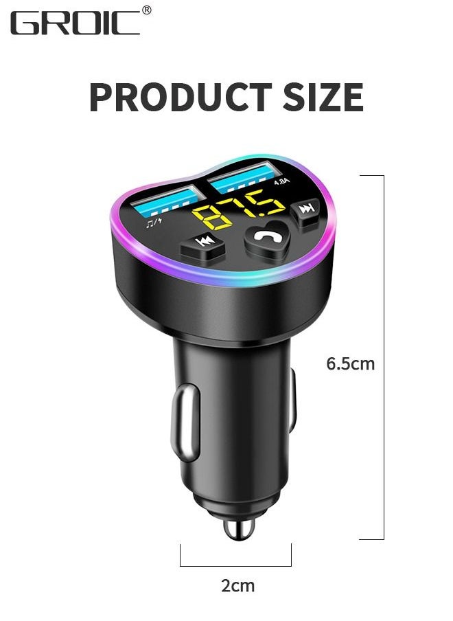 GROIC - Bluetooth Car Adapter ,FM Bluetooth Transmitter,QC 3.0/4.0 USB Lighter Adapter,Car Adapter Radio Music Adapter Charger,Multifunctional Vehicle Charger - Image 1