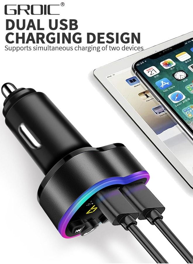 GROIC - Bluetooth Car Adapter ,FM Bluetooth Transmitter,QC 3.0/4.0 USB Lighter Adapter,Car Adapter Radio Music Adapter Charger,Multifunctional Vehicle Charger - Image 1