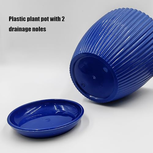 RooTrimmer 7.5/6.5/5.5/4.9/4.2/3.5 Inch Plant Pots with Saucers & Drain Holes - Indoor/Outdoor Flower Pots for Succulents, Herbs, Cactus - Modern Lightweight Durable Planter Set, Blue - Image 5