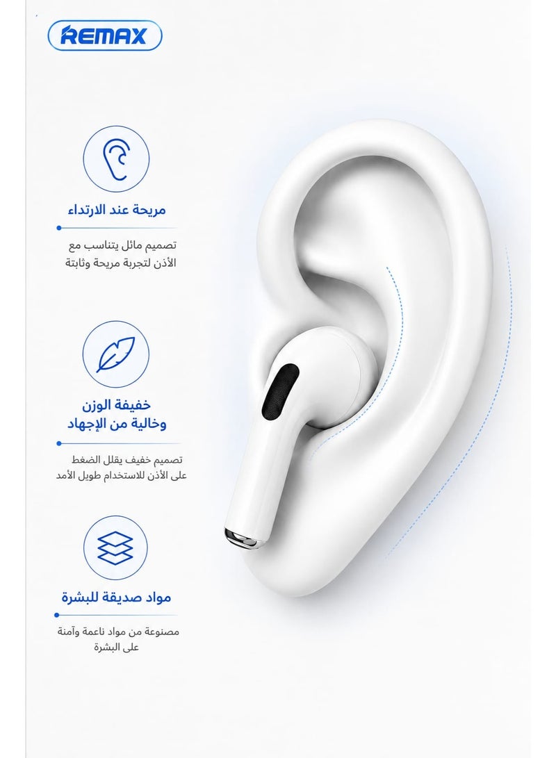 REMAX Bluetooth Earbuds Remax BT560, wireless design, clear HD sound, noise isolation, built-in microphone, touch control, fast & stable Bluetooth 5.4 connection, long-lasting battery, compatible with iPhone & Android. - Image 5