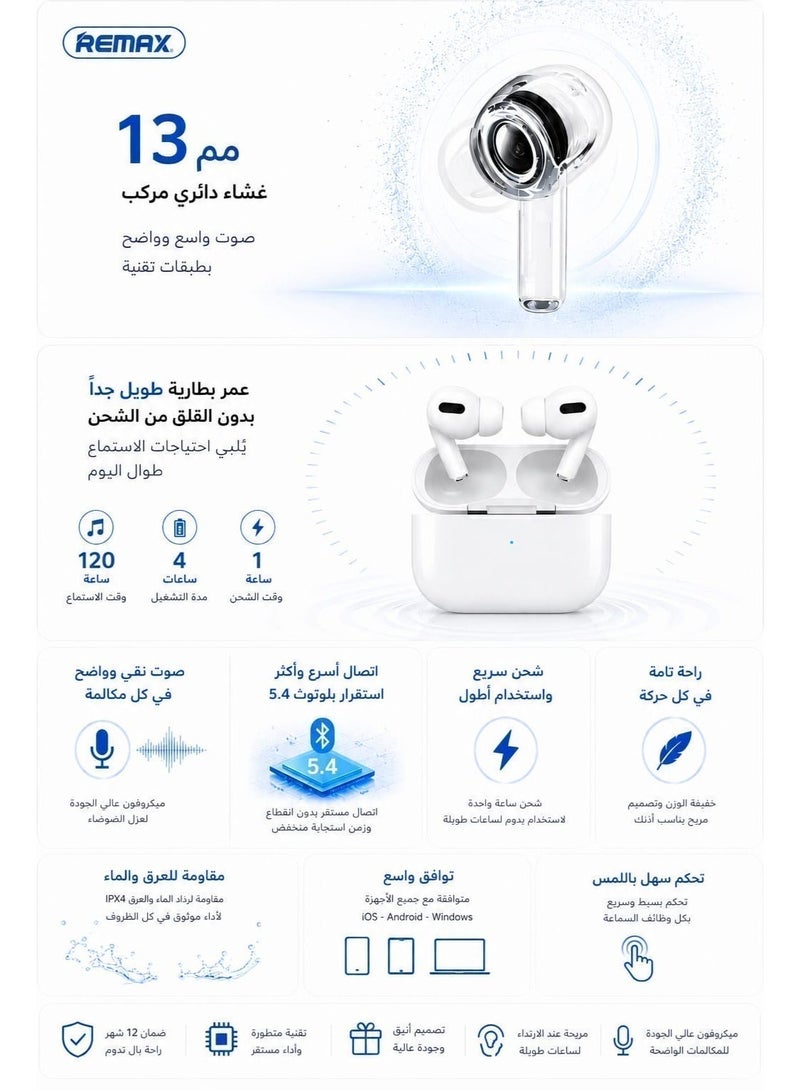 ريماكس سماعة بلوتوث Remax BT560 لاسلكية، صوت نقي وواضح، عزل ضوضاء، ميكروفون للمكالمات، تحكم باللمس، اتصال سريع ومستقر، بطارية تدوم طويلًا، متوافقة مع iPhone وAndroid. - Image 3