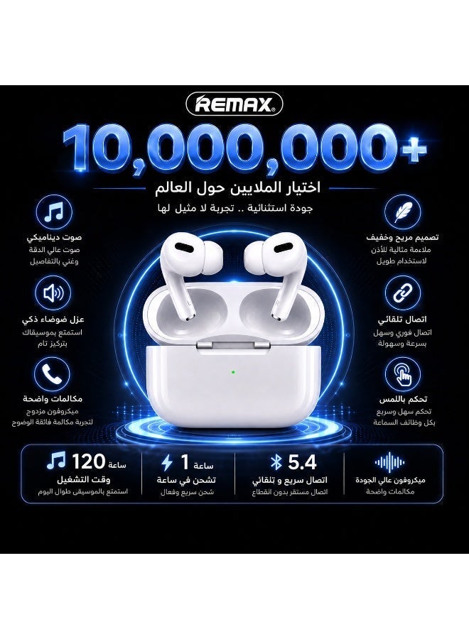 ريماكس سماعة بلوتوث Remax BT560 لاسلكية، صوت نقي وواضح، عزل ضوضاء، ميكروفون للمكالمات، تحكم باللمس، اتصال سريع ومستقر، بطارية تدوم طويلًا، متوافقة مع iPhone وAndroid. - Image 1