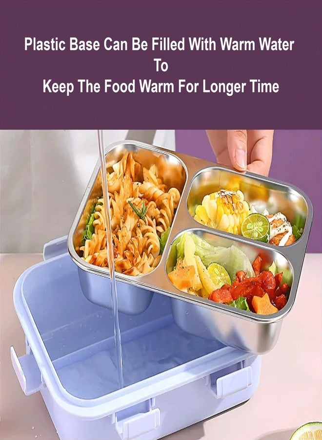 KBV Leak-Proof Stainless Steel Lunch Box (3 Compartment) – BPA-Free Airtight Insulated Tiffin Box with Spoon & Chopsticks | Food Grade Bento Lunch Box for School, Office, Kids, Travel | ISI Mark - Image 4