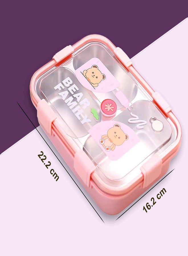 KBV Leak-Proof Stainless Steel Lunch Box (3 Compartment) – BPA-Free Airtight Insulated Tiffin Box with Spoon & Chopsticks | Food Grade Bento Lunch Box for School, Office, Kids, Travel | ISI Mark - Image 3