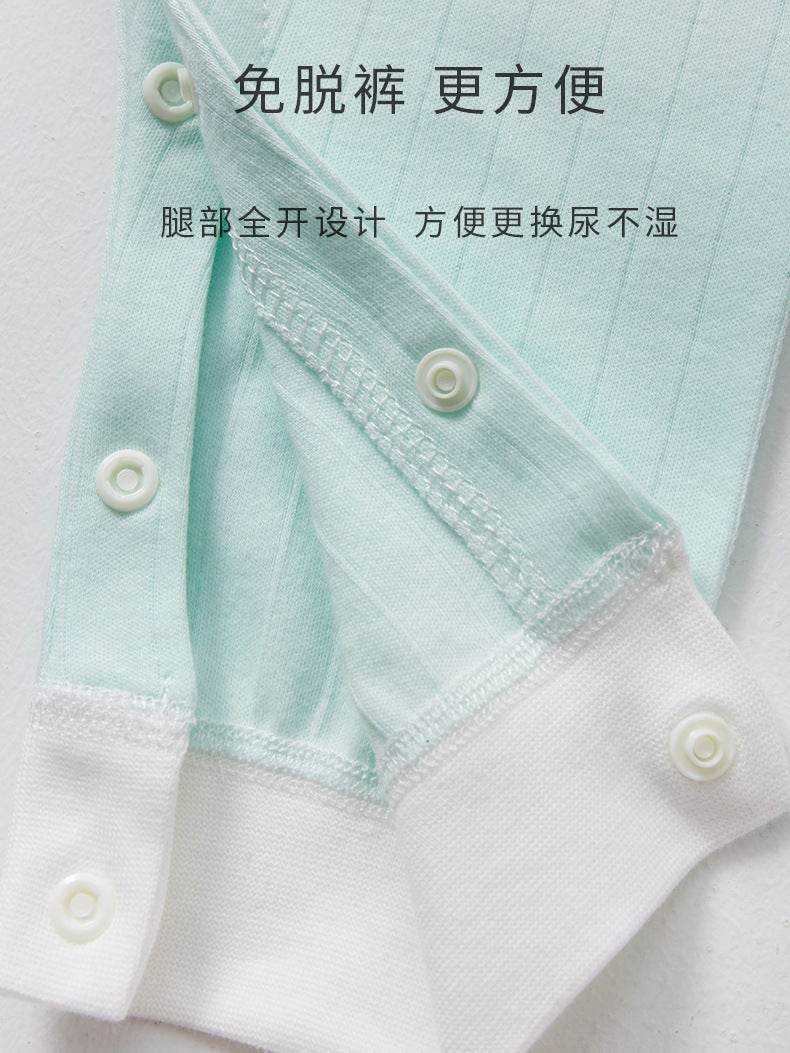Baby High Waist Pants Pure Cotton Push-Button Belly Protection Pants Newborn Free Diaper Pants Baby Adjustable Crotch Pants - Image 4