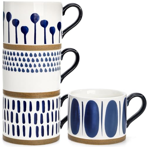 SOUJOY Set of 4 Porcelain Coffee Mugs, 15 Oz Hand Painted Coffee Cups with Handles, Large Glazed Stoneware Mugs for Tea, Hot or Cold Drinks, Best Gifts for Birthday, Thanksgiving, Christmas - Image 4