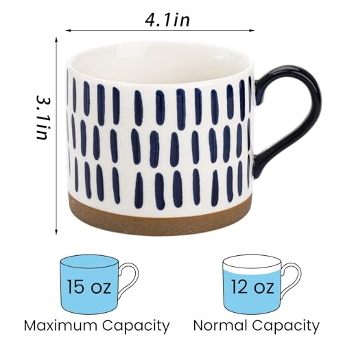 SOUJOY Set of 4 Porcelain Coffee Mugs, 15 Oz Hand Painted Coffee Cups with Handles, Large Glazed Stoneware Mugs for Tea, Hot or Cold Drinks, Best Gifts for Birthday, Thanksgiving, Christmas - Image 2