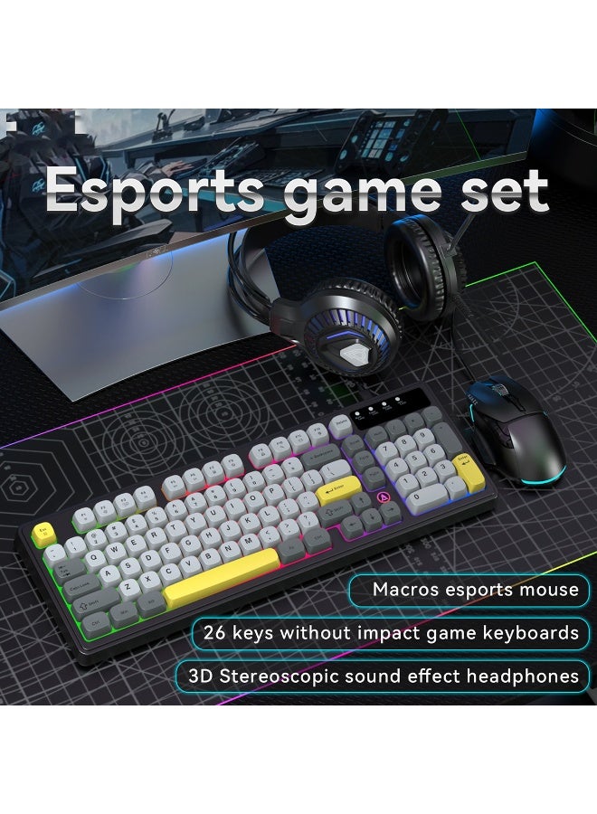 A-jazz AT120 Head mounted Gaming Earphones+Mechanical Touch Keyboard+High DPI Mouse Keyboard and Mouse Earphones, Three piece Set, Essential for Esports Party, Get Ready for Gaming Experience - Image 2