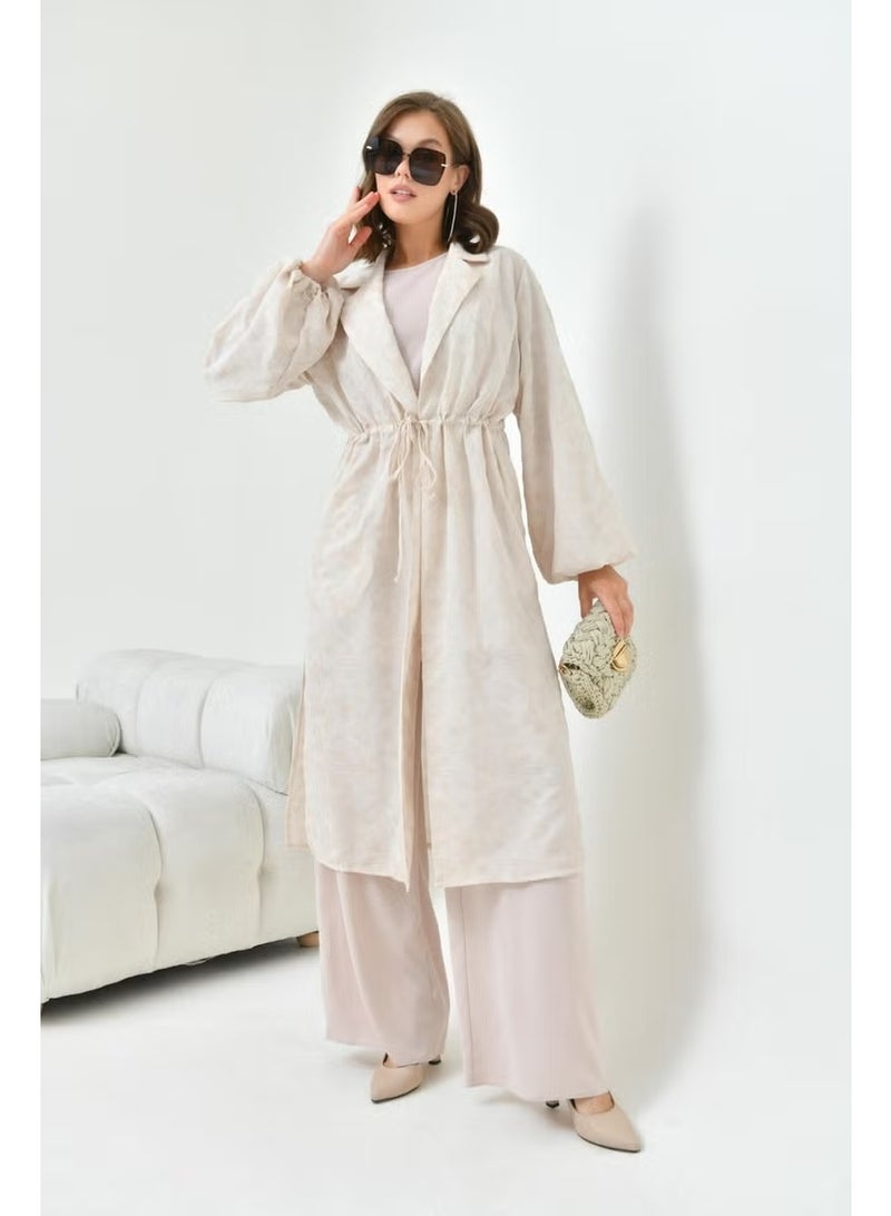 Garmi Women's Cut Jacquard Three Piece Suit Beige - Image 3