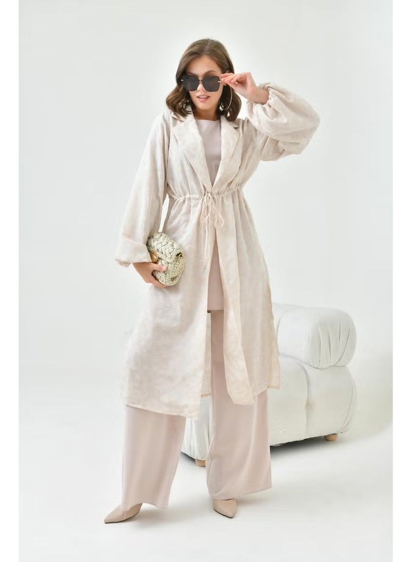 Garmi Women's Cut Jacquard Three Piece Suit Beige - Image 2