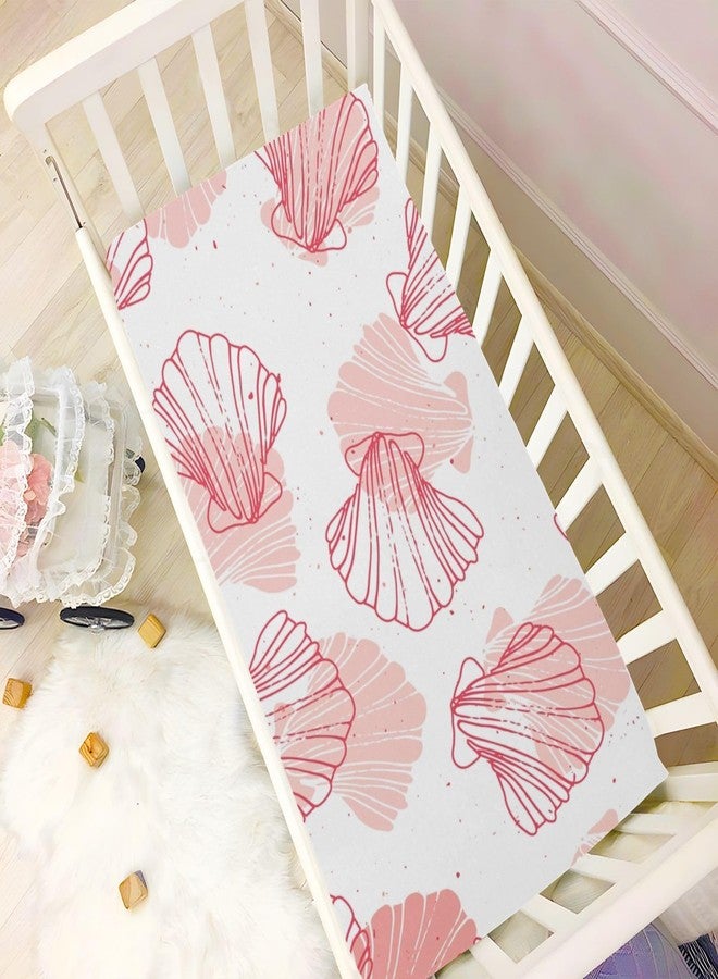 Kigai Coral Seashell Crib Sheets - Stretchy Fitted Crib Sheets for Boys Girls, Unisex Cozy Baby Crib Sheet 28 x 52 x 9 Inches - Image 5