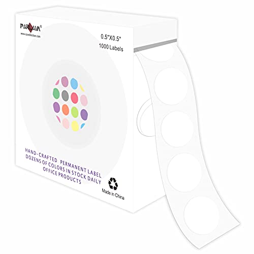 PARLAIM 1/2 Inch Round Permanent Adhesive Color-Code Dot Stickers,1000 Stickers Roll dots Label Dispenser Box Green Circle Stickers Labels (White) - Image 1