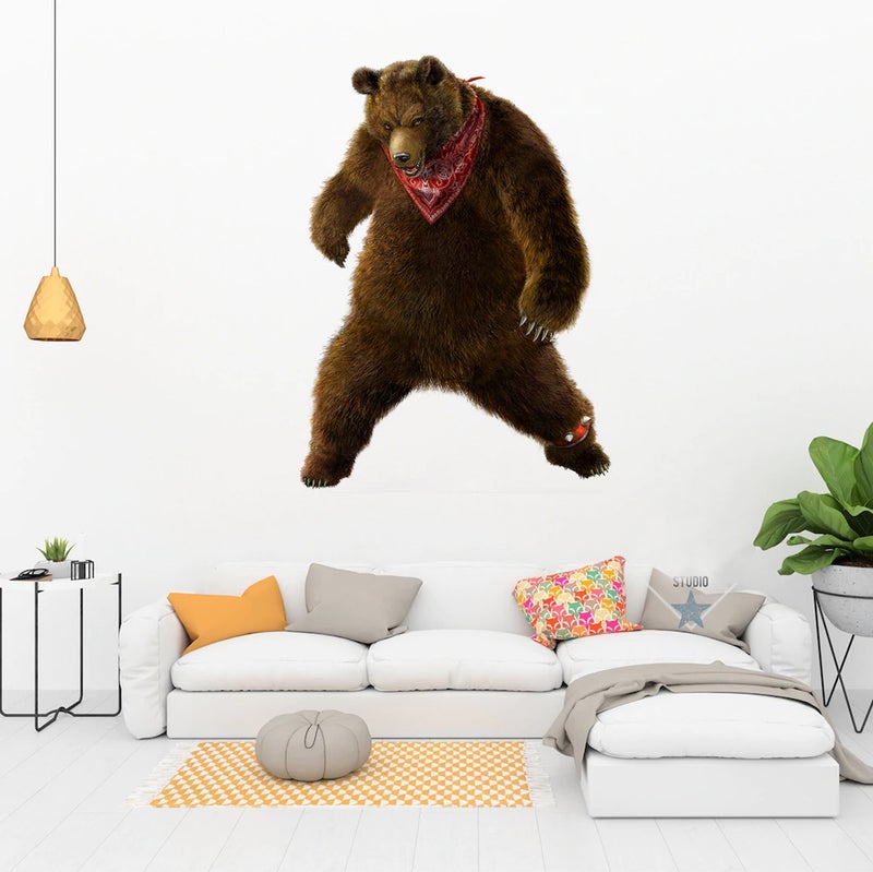 Kt Grup Kt Decoration Bear Attack-1 3D Render Special Edition Real Wall Sticker