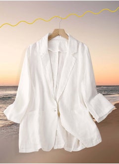 Women's Casual One Button Thin Shirt Coat, Cotton & Linen Blazer, Jackets, Lapel 3/4 Sleeve Suit Blazer, Solid Color Suit Top, White - pzsku/Z91958CD31C1AE18694CFZ/45/_/1731398958/a63a52c9-ea85-4a97-ba04-f6ccb380b15a