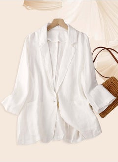 Women's Casual One Button Thin Shirt Coat, Cotton & Linen Blazer, Jackets, Lapel 3/4 Sleeve Suit Blazer, Solid Color Suit Top, White - pzsku/Z91958CD31C1AE18694CFZ/45/_/1731399004/5cd33ddf-b8b9-4c96-90e1-d8cc63afeb3d