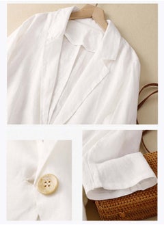 Women's Casual One Button Thin Shirt Coat, Cotton & Linen Blazer, Jackets, Lapel 3/4 Sleeve Suit Blazer, Solid Color Suit Top, White - pzsku/Z91958CD31C1AE18694CFZ/45/_/1731399040/e95a13a4-0e0d-4b28-976a-b33f305357cb