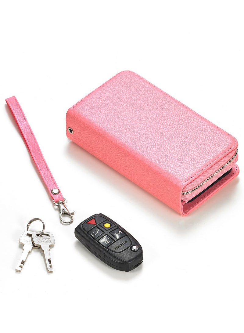 CATANES (for iPhone 12 Mini) Wallet Case Leather Cover with ID Credit Holder Folio Flip Wallet case / Light Pink - Image 3