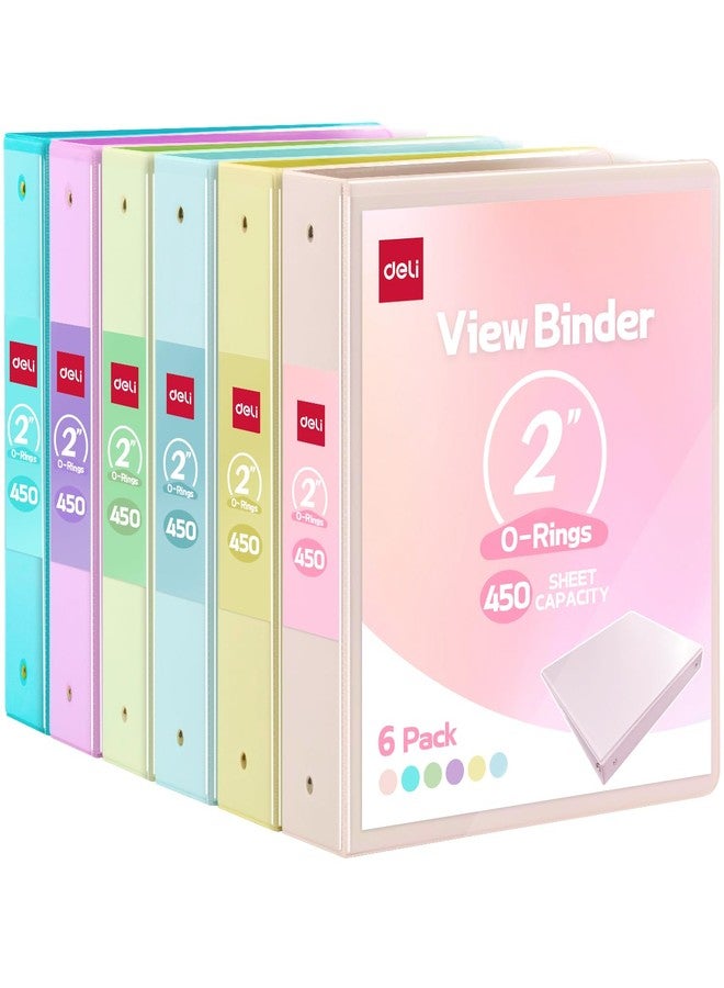 ديلي مجلد ديلي بثلاث حلقات، 2 بوصة، عبوة من 6 مجلدات خالية من مادة PVC (مناسبة لأوراق مقاس 8.5 × 11 بوصة)، ألوان باستيل متنوعة، شفاف، ثلاث حلقات، مقاس A4، 3 ثقوب، سعة 5 أرطال، مناسب للمدرسة أو المكتب - Image 1