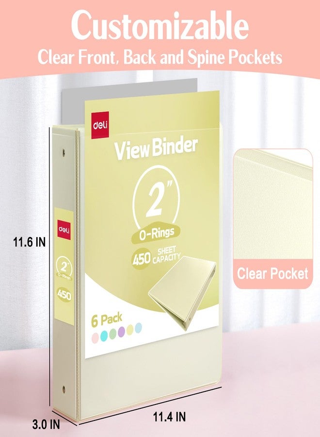 ديلي مجلد ديلي بثلاث حلقات، 2 بوصة، عبوة من 6 مجلدات خالية من مادة PVC (مناسبة لأوراق مقاس 8.5 × 11 بوصة)، ألوان باستيل متنوعة، شفاف، ثلاث حلقات، مقاس A4، 3 ثقوب، سعة 5 أرطال، مناسب للمدرسة أو المكتب - Image 3