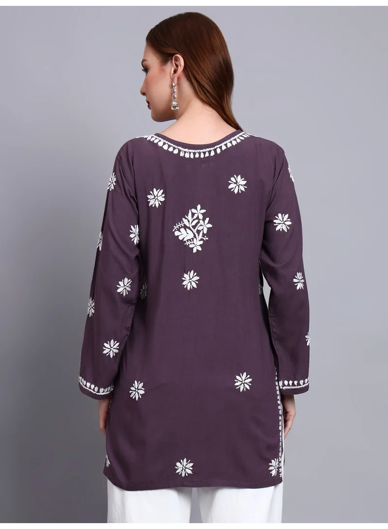Alaya Women Chikankari Hand Embroidered Rayon Kurti -AL4071