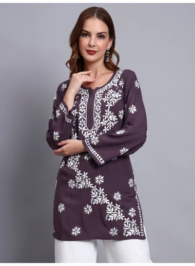 Alaya Women Chikankari Hand Embroidered Rayon Kurti -AL4071