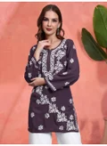 Alaya Women Chikankari Hand Embroidered Rayon Kurti -AL4071