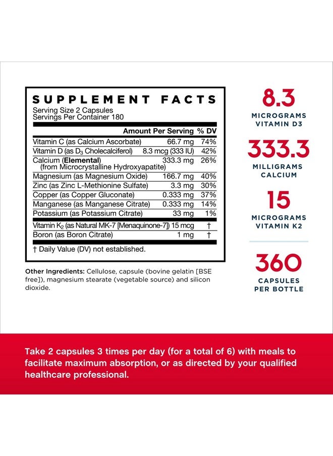 jarrow formulas - Boneup 360 Capsules Pack Of 2 Micronutrient Formula For Bone Health Includes Natural Sources Of Vitamin D3 Vitamin K2 (As Mk7) & Calcium 360 Total Servings - Image 1