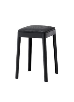 DANUBE HOME Marius Stool Light Weight Single Backless Chair PP+PU Cushion Material Modern Design 1 Seater Chair For Living Room Dining Room Indoor Furniture L29xW29xH48cm -Black 