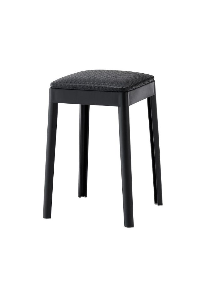 DANUBE HOME Marius Stool Light Weight Single Backless Chair PP+PU Cushion Material Modern Design 1 Seater Chair For Living Room Dining Room Indoor Furniture L29xW29xH48cm -Black 
