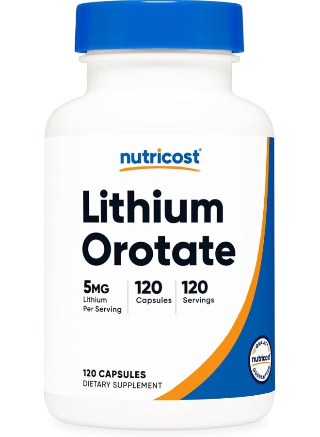 Nutricost Lithium Orotate 5Mg, 120 Capsules - Veggie Caps, Non-Gmo, Gluten Free - Image 1
