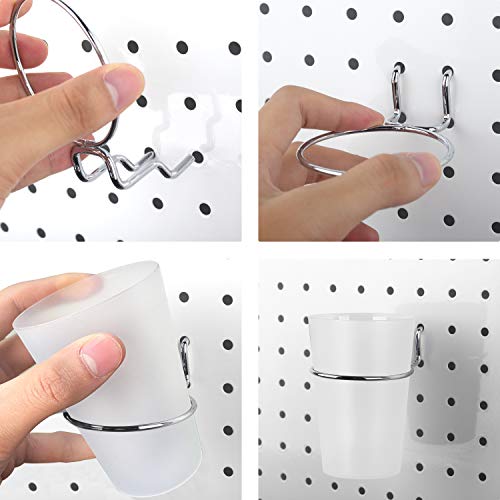Kuhome 6 Set Pegboard Hooks with Cups, Ring Style Bins with Rings, Pegboard Cup Holder Accessories for Organizing Storage (Transparent) - Image 4