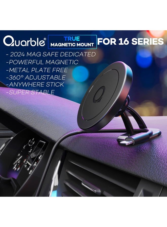 Quarble Compatible with Mag Safe Car Mount Dashboard Magnetic 360° Adjustable Phone Holder Soft Rubber Front Compatible with iPhone 16/15/ 14/13/ 12/ Pro/Pro Max No Metal Plate Needed Since 2021 - Image 2