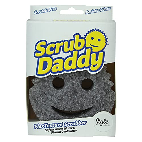 Scrub Daddy Style Dish Sponge, Smiley Face Sponges for Cleaning & Washing Up - Kitchen Non Scratch Scourers with FlexTexture Firm & Soft Scrubbing, Dishwashing Scrubber - Grey - Image 4