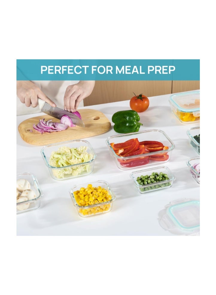 Vtopmart 8 Pack Glass Meal Prep Containers with Leak Proof Locking Lids, Airtight Food Storage Containers for Microwave, Oven, Freezer and Dishwasher, BPA Free - Image 2
