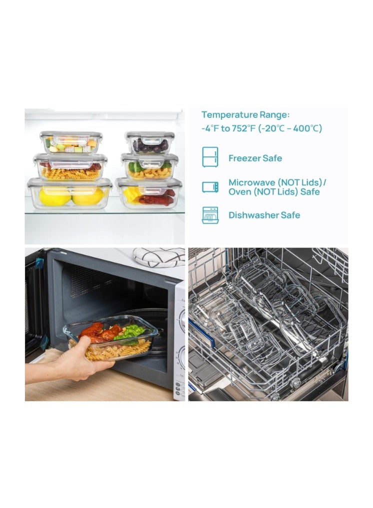 Vtopmart 8 Pack Glass Meal Prep Containers with Leak Proof Locking Lids, Airtight Food Storage Containers for Microwave, Oven, Freezer and Dishwasher, BPA Free - Image 4
