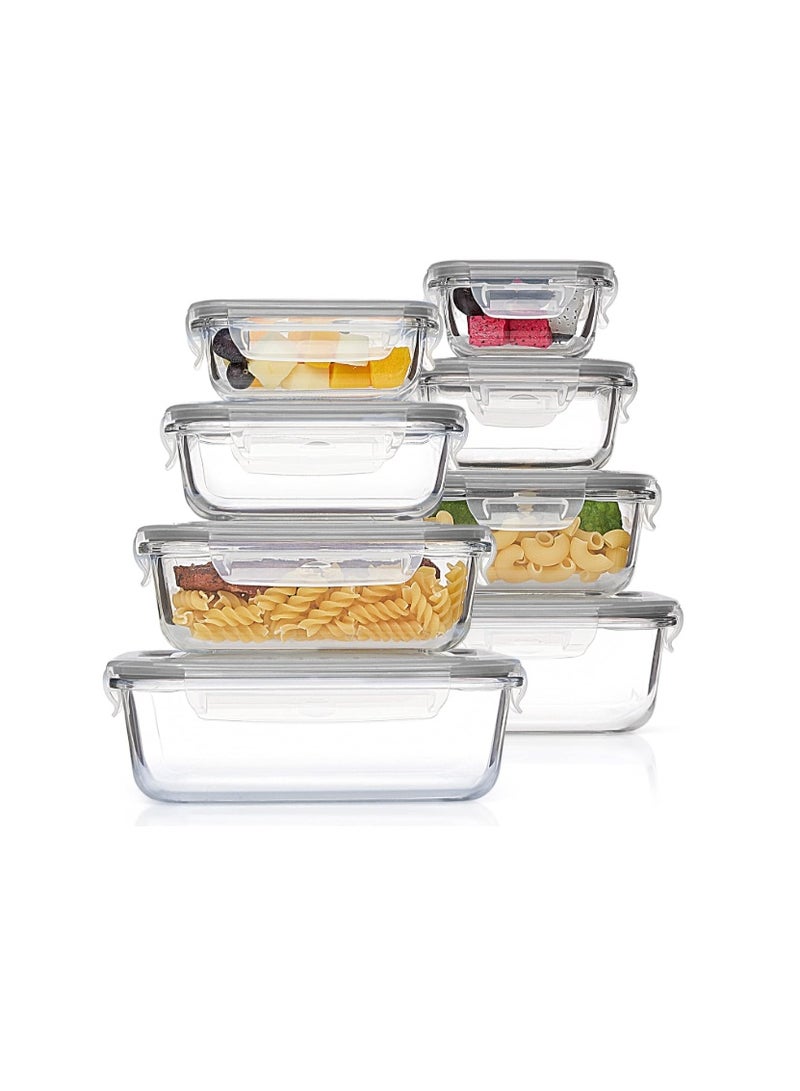 Vtopmart 8 Pack Glass Meal Prep Containers with Leak Proof Locking Lids, Airtight Food Storage Containers for Microwave, Oven, Freezer and Dishwasher, BPA Free - Image 1