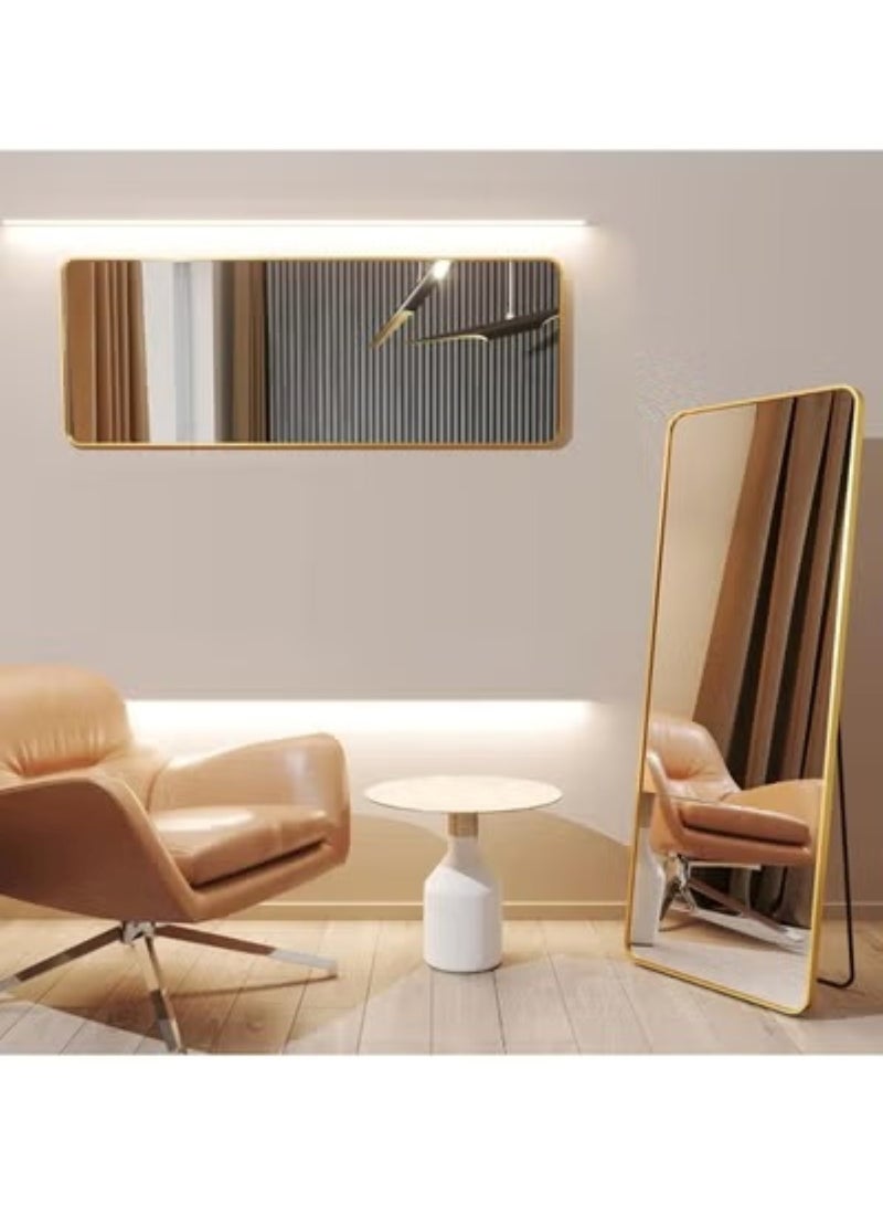 Huitich Aluminum Alloy Frame Floor Mirror With Stand Gold 145x35 - Image 3